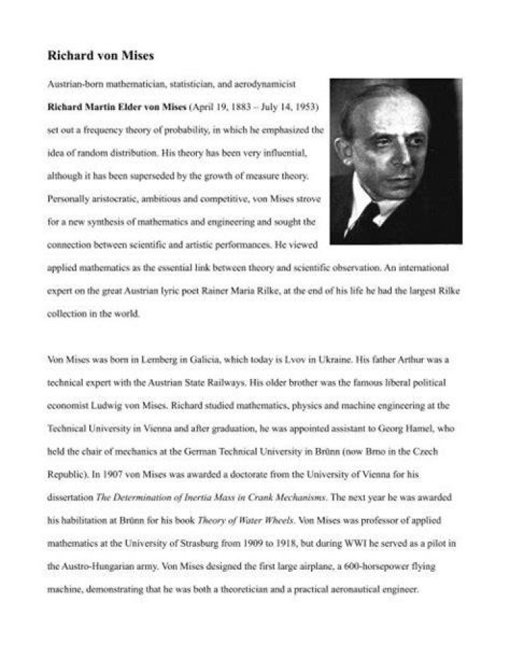Richard von Mises Richard von Mises